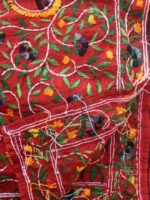 Red Chanderi Fulkari Embroidered Dupatta - Image 2