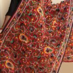 Red Chanderi Fulkari Embroidered Dupatta