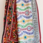 Red Chanderi White Georgette Phulkari Dupatta