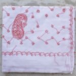 Red and White Chikankari Cotton Sari