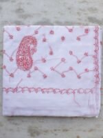 Red and White Chikankari Cotton Sari