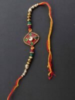 Red, Green Meenakari Rakhi - Image 2