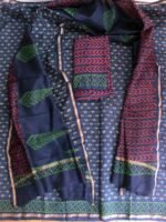 Red, Green Block-Printed Indigo Chanderi Ladies suit