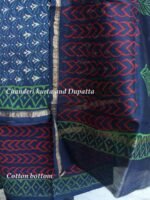 Red, Green Block-Printed Indigo Chanderi Ladies suit - Image 4
