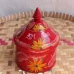 Red Handpainted wooden Sindur Box
