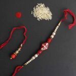 Red kundanwork Bhaiya-Bhabhi Rakhi