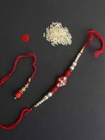 Red kundanwork Bhaiya-Bhabhi Rakhi