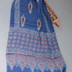Red Leaves on Indigo modal silk Ajrakh stole