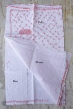 Red and White Chikankari Cotton Sari - Image 4