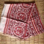 Red Madhubani Ivory Bhagalpuri Semi-Silk Sari