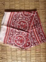 Red Madhubani Ivory Bhagalpuri Semi-Silk Sari