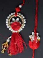 Red and orange zari Bhaiya-Bhabhi Rakhi - Image 3