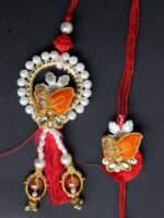 Red and orange zari Bhaiya-Bhabhi Rakhi - Image 2