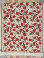 Red Roses nakshi Kantha Tussar Silk Dupatta - Image 4