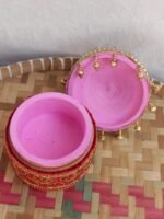 Red Sequins lace small-medium wooden Sindoor-box - Image 3