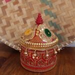 Red Sequins lace small-medium wooden Sindoor-box
