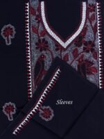 Red, white, black reverse Kantha cotton kurta fabric - Image 2
