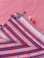 Red, blue, white Bhujodi cotton dupatta - Image 2