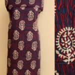 Red, White, Blue Block-Printed Cotton Kurta Fabric