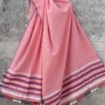 Red, blue, white Bhujodi cotton dupatta