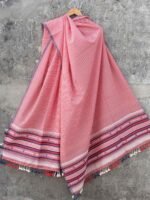 Red, blue, white Bhujodi cotton dupatta