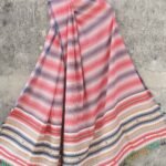 Red, white, blue pure-cotton Bhujodi dupatta