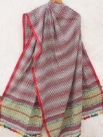 Red and White Stripes, Bhujodi cotton Dupatta