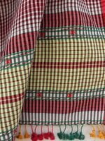 Red and White Stripes, Bhujodi cotton Dupatta - Image 3