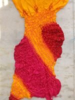 Red, Yellow, Magenta polysilk Bandhani Dupatta - Image 2