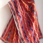 Red zig zag Fulkari dupatta