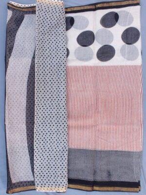 Red and-Black-striped-Kota-cotton-saree