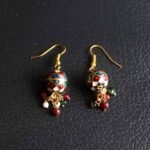 Meenakari Red and White bead earring