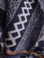 Block-printed, Dabu-Indigo Chanderi Sari - Image 3