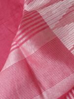 Rose-Pink zariwork pure Linen Sari - Image 4