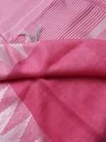 Rose-Pink zariwork pure Linen Sari - Image 3