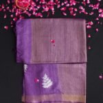 Russian-Violet embroidered Desi Tussar silk Saree
