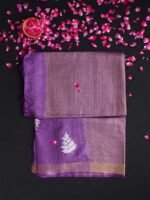Russian-Violet embroidered Desi Tussar silk Saree