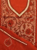 Beige and Rust Nakshi Kantha cotton kurta fabric - Image 2