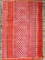 Rust-Orange Bagru printed Chanderi Sari - Image 4