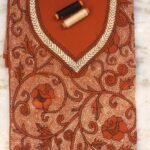 Beige and Rust Nakshi Kantha cotton kurta fabric