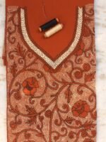 Beige and Rust Nakshi Kantha cotton kurta fabric