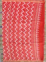 Saffron-Red Block-printed Chanderi sari - Image 4