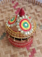 Saubhagyavati Bhav medium wooden Sindur-Box - Image 2