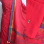 Scarlet-Red Bhujodi pure cotton 3pc suit