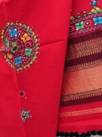 Scarlet-Red Suf-embroidered woolen Shawl - Image 2