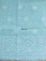 Sea-Blue cotton Chikankari Ladies Kurta Fabric - Image 3