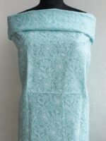 Sea-Blue cotton Chikankari Ladies Kurta Fabric - Image 2