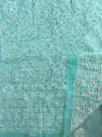 Sea-foam Green Georgette Chikankari Kurta Fabric - Image 2