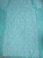 Sea-foam Green Georgette Chikankari Kurta Fabric - Image 3