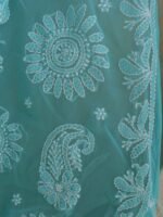 Sea-Green Georgette Chikankari Sari - Image 2